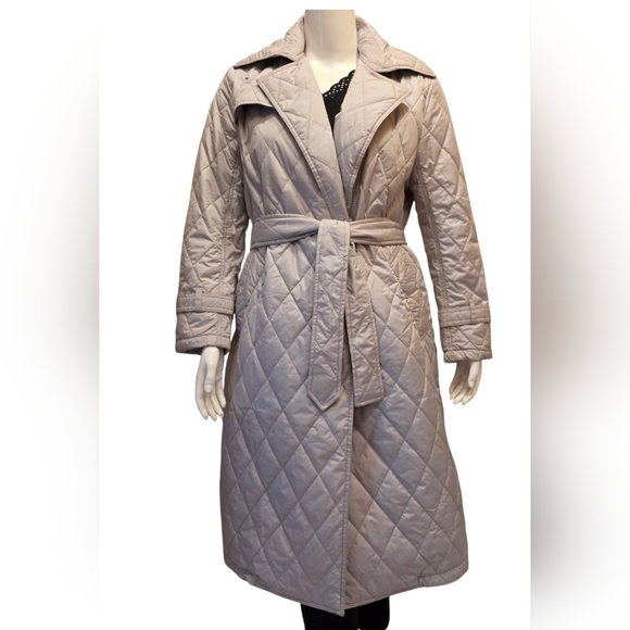 Rebecca Minkoff Quilted Trench Coat in Stone NWT Size Large - Picture 5 of 16